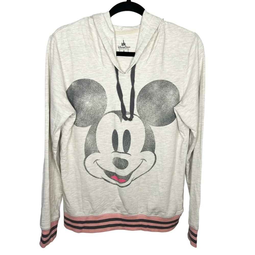 DISNEY PARKS / cream pink Mickey Mouse pullover hoodie / M